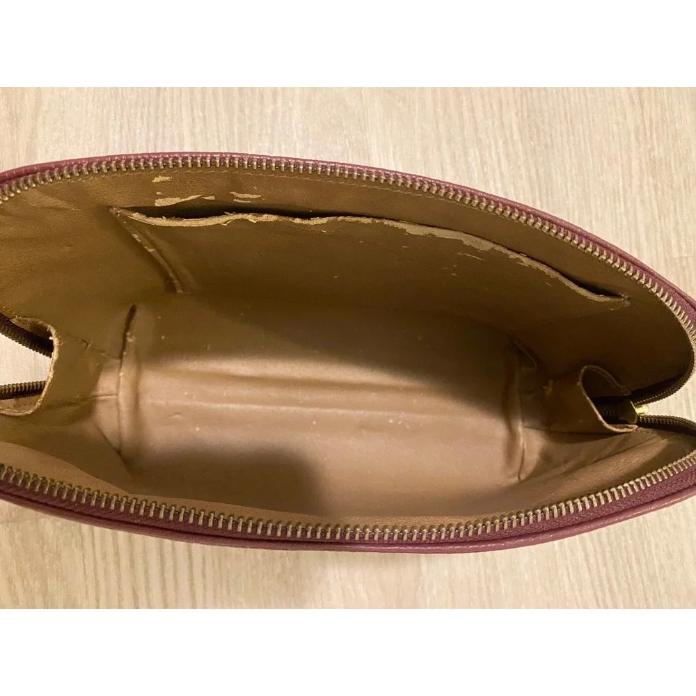 Cuyana Travel Case Set Burgundy Leather Toiletry Makeup Pouch Travel Monogram